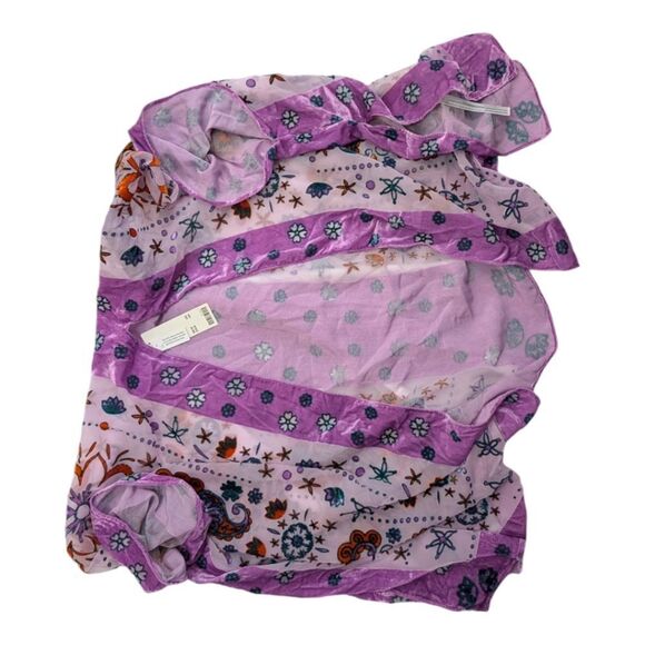 COPY - Stunning lavender floral velvet kimono overlay top O/S nwot vest ruana - Picture 5 of 8